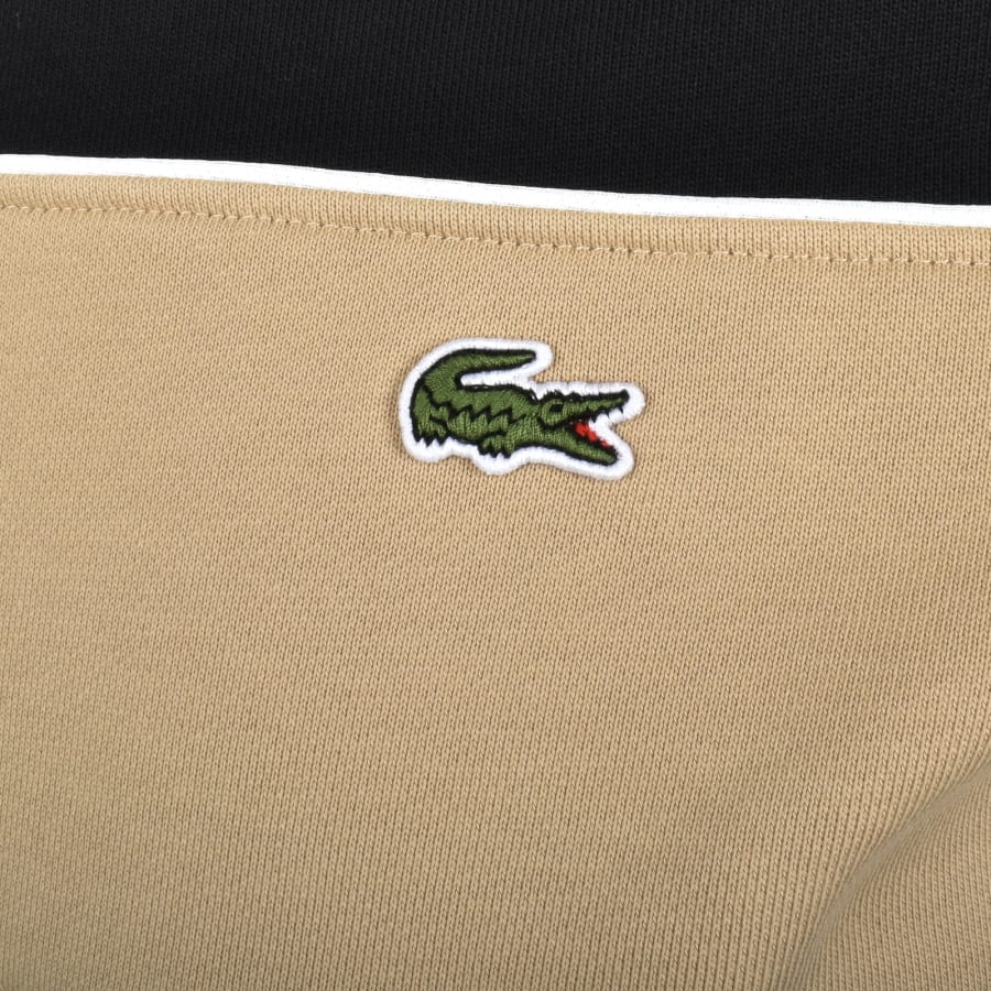 LACOSTE COLOUR BLOCK CREW NECK COTTON SWEATSHIRT BLACK/BEIGE 2XL RRP £120 BNWT
