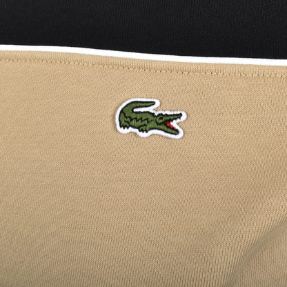 LACOSTE COLOUR BLOCK CREW NECK COTTON SWEATSHIRT BLACK/BEIGE 2XL RRP £120 BNWT