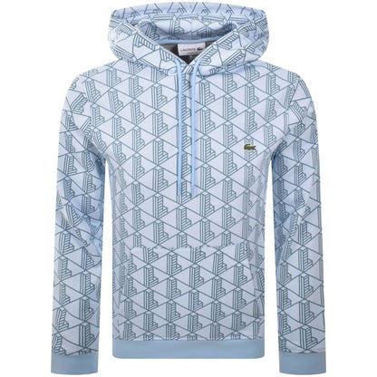 LACOSTE GEOMETRIC MONOGRAM PRINT HOODIE SWEATSHIRT BLUE 4XL RRP £145 BNWT