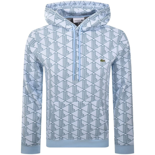 LACOSTE GEOMETRIC MONOGRAM PRINT HOODIE SWEATSHIRT BLUE 4XL RRP £145 BNWT
