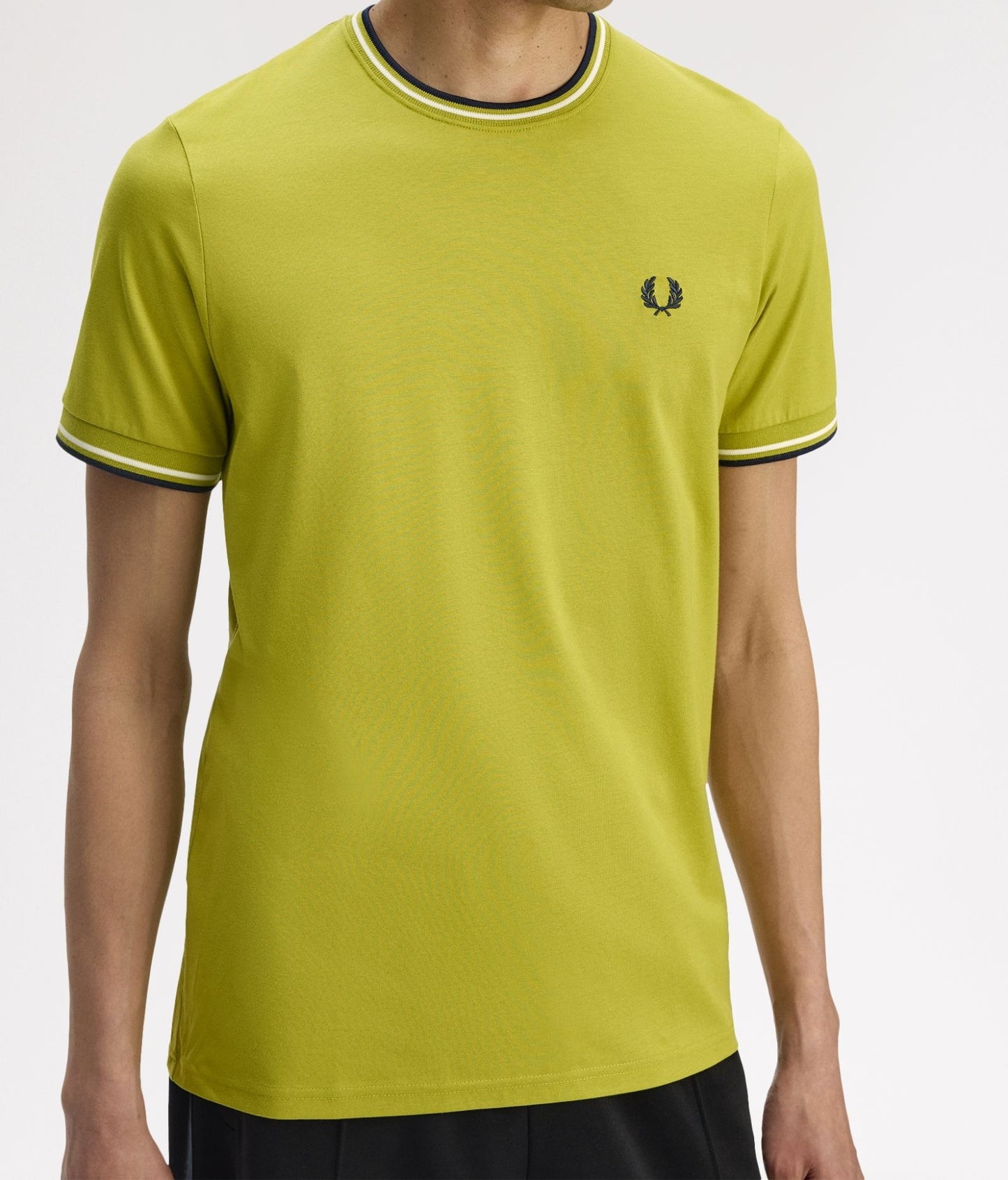 FRED PERRY TWIN TIPPED T-SHIRT TENNIS BALL YELLOW/ECRU/NAVY LARGE RRP £50 BNWT