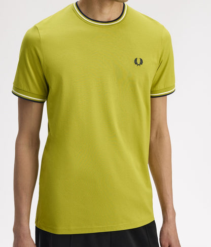 FRED PERRY TWIN TIPPED T-SHIRT TENNIS BALL YELLOW/ECRU/NAVY LARGE RRP £50 BNWT