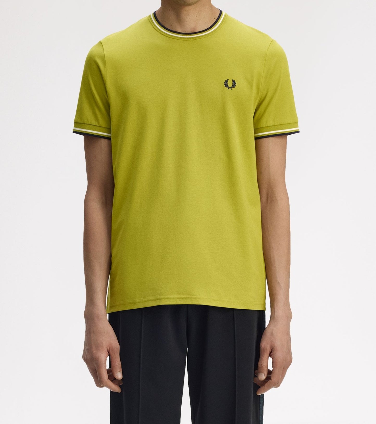 FRED PERRY TWIN TIPPED T-SHIRT TENNIS BALL YELLOW/ECRU/NAVY LARGE RRP £50 BNWT