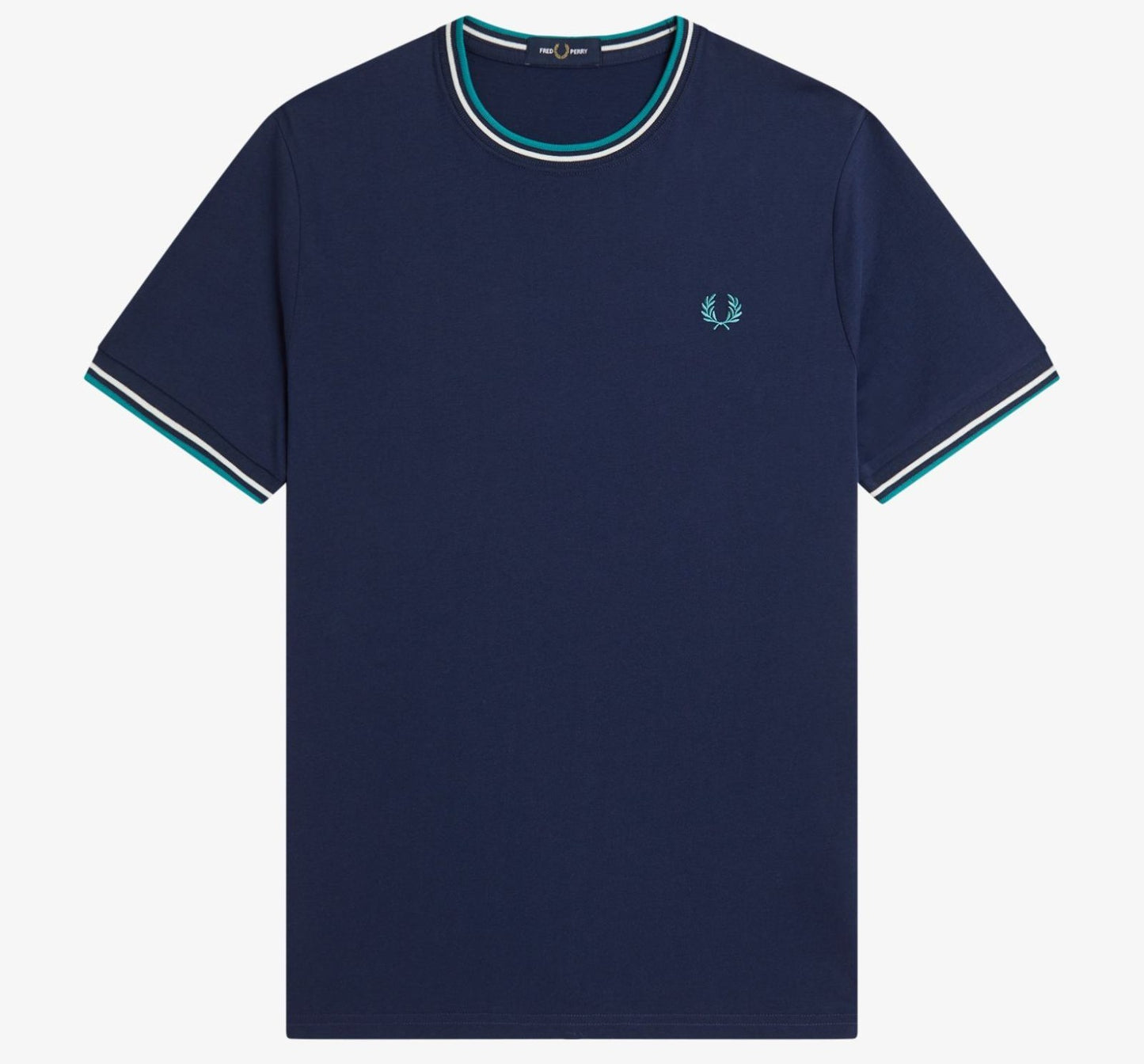 FRED PERRY TWIN TIPPED T-SHIRT TENNIS BLUE/SNOW WHITE/DEEP MINT XL RRP £50 BNWT
