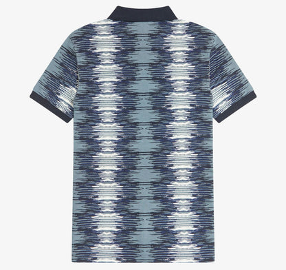 FRED PERRY SOUNDWAVE GLITCH PIQUE COTTON POLO SHIRT BLUE 2XL RRP £95 BNWT