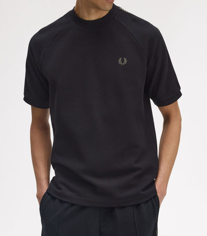FRED PERRY TENNIS GRIP TAPE PIQUE COTTON T-SHIRT BLACK LARGE RRP £65 BNWT