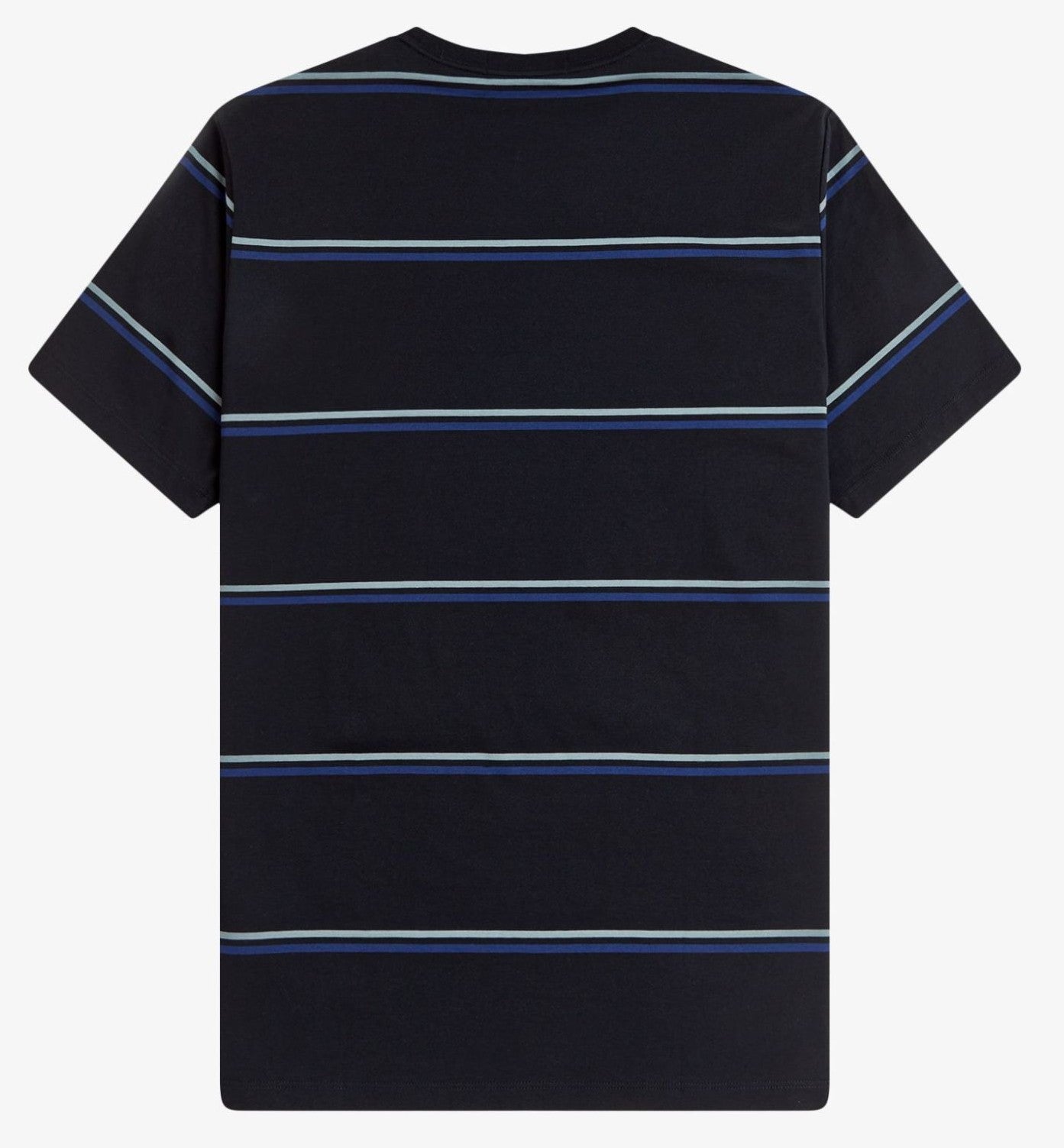FRED PERRY FINE STRIPE T-SHIRT BLACK/STOCKPORT BLUE/NAVY MEDIUM RRP £55 BNWT