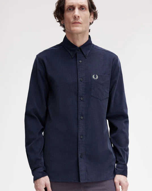FRED PERRY NEEDLE CORD LONG SLEEVE COTTON SHIRT DARK AIRFORCE XL RRP £110 BNWT