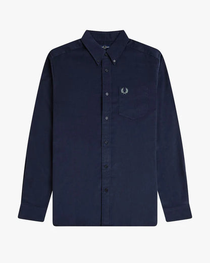 FRED PERRY NEEDLE CORD LONG SLEEVE COTTON SHIRT DARK AIRFORCE XL RRP £110 BNWT