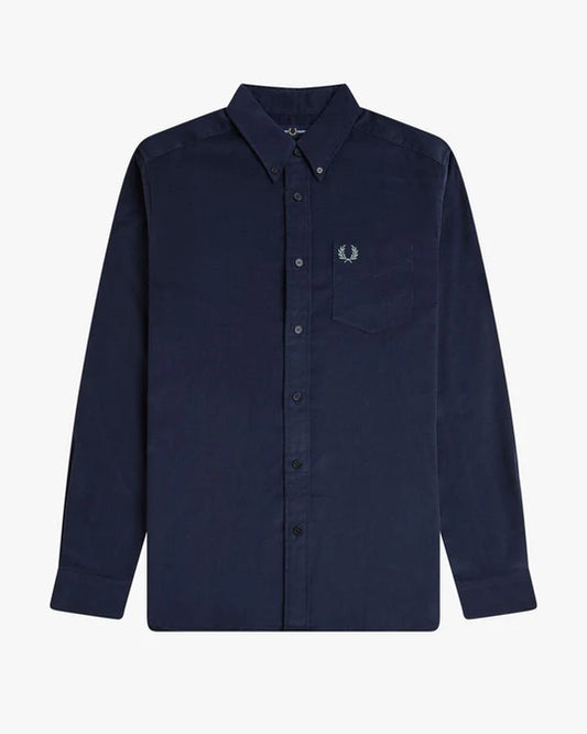 FRED PERRY NEEDLE CORD LONG SLEEVE COTTON SHIRT DARK AIRFORCE XL RRP £110 BNWT