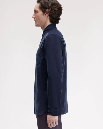 FRED PERRY NEEDLE CORD LONG SLEEVE COTTON SHIRT DARK AIRFORCE XL RRP £110 BNWT