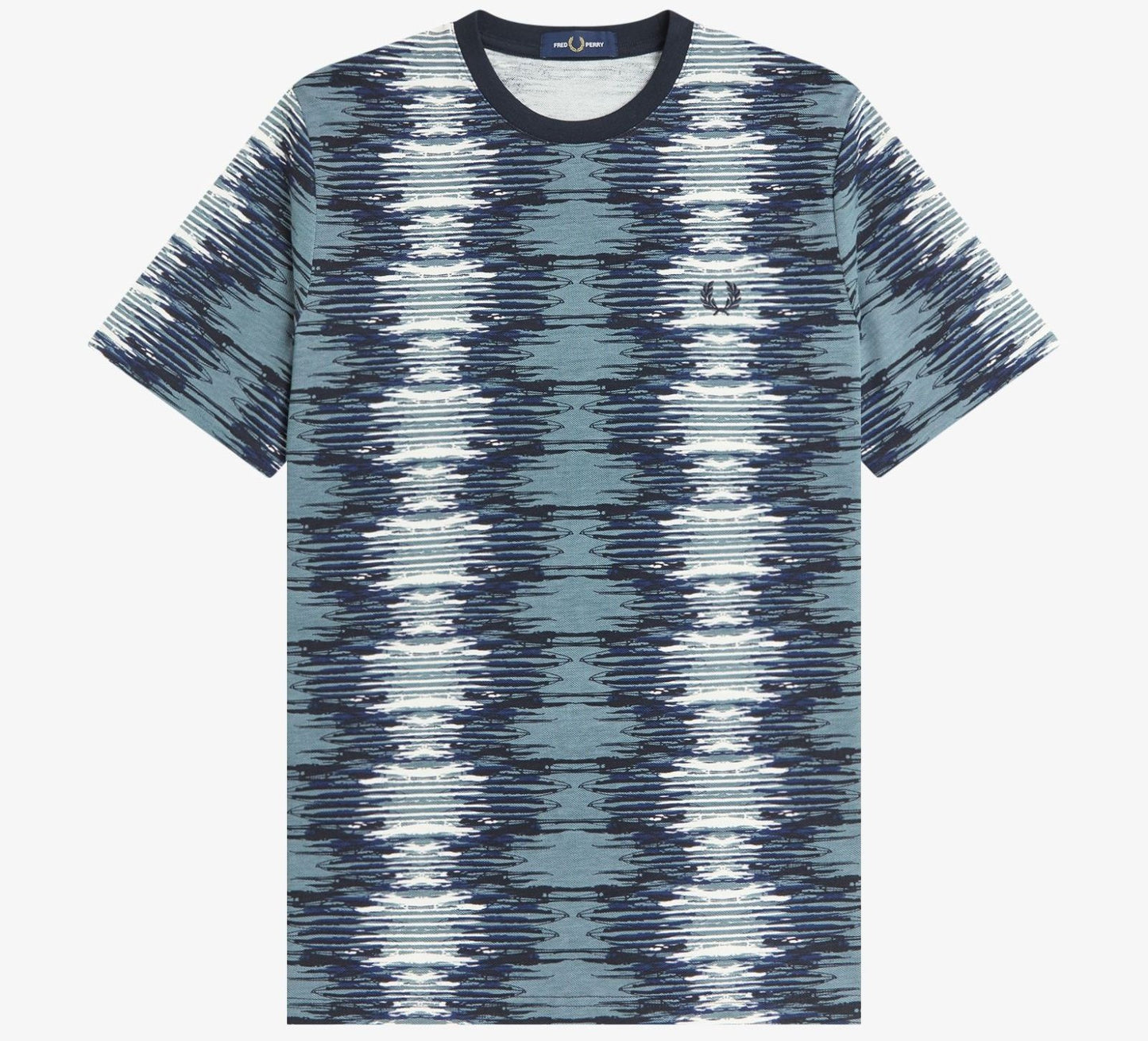 FRED PERRY SOUNDWAVE GLITCH PIQUE COTTON T-SHIRT STOCKPORT BLUE 2XL RRP £80 BNWT