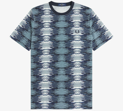 FRED PERRY SOUNDWAVE GLITCH PIQUE COTTON T-SHIRT STOCKPORT BLUE 2XL RRP £80 BNWT