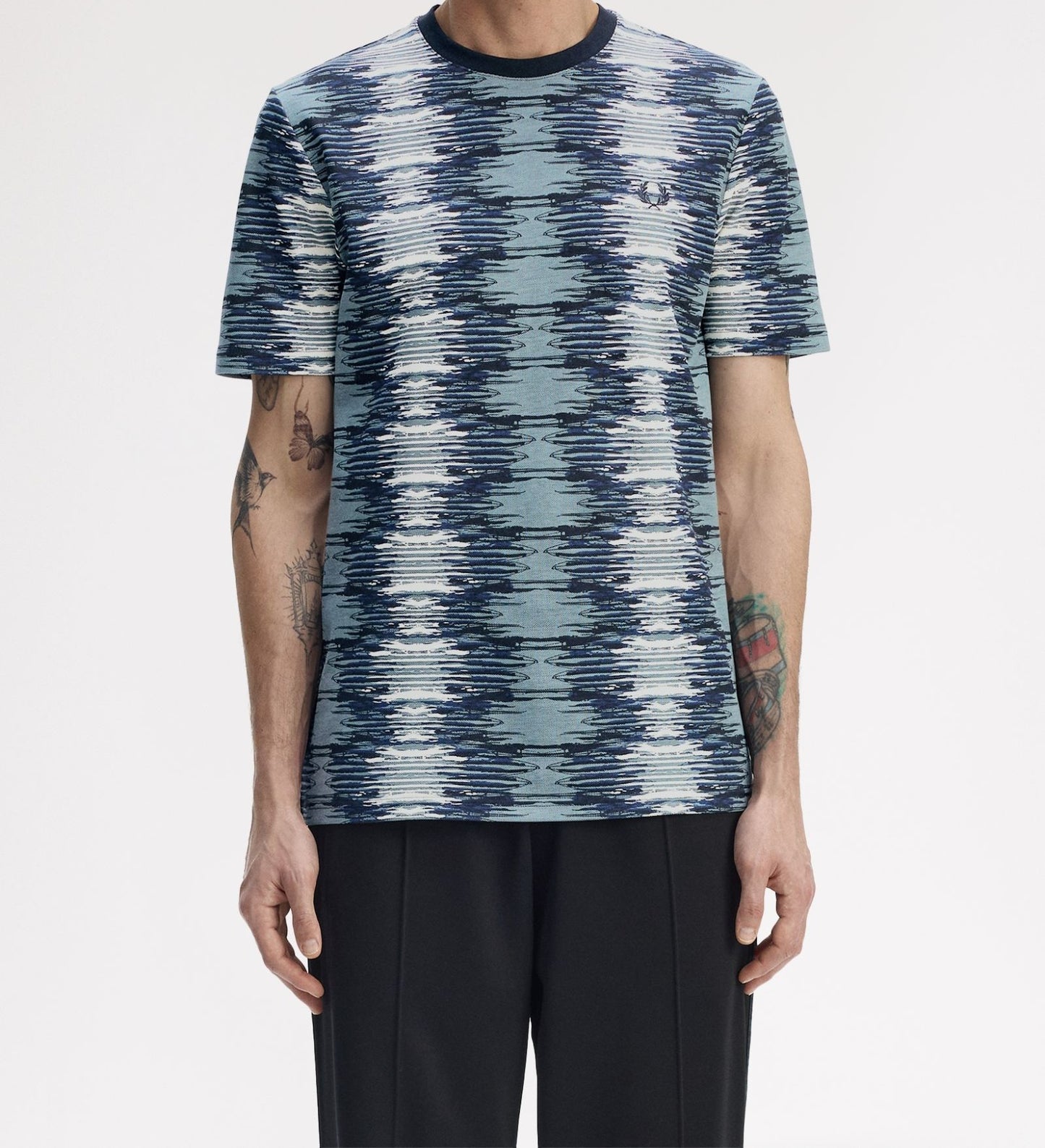 FRED PERRY SOUNDWAVE GLITCH PIQUE COTTON T-SHIRT STOCKPORT BLUE 2XL RRP £80 BNWT