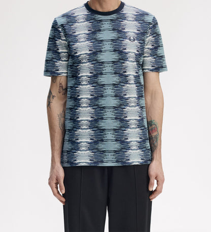 FRED PERRY SOUNDWAVE GLITCH PIQUE COTTON T-SHIRT STOCKPORT BLUE 2XL RRP £80 BNWT