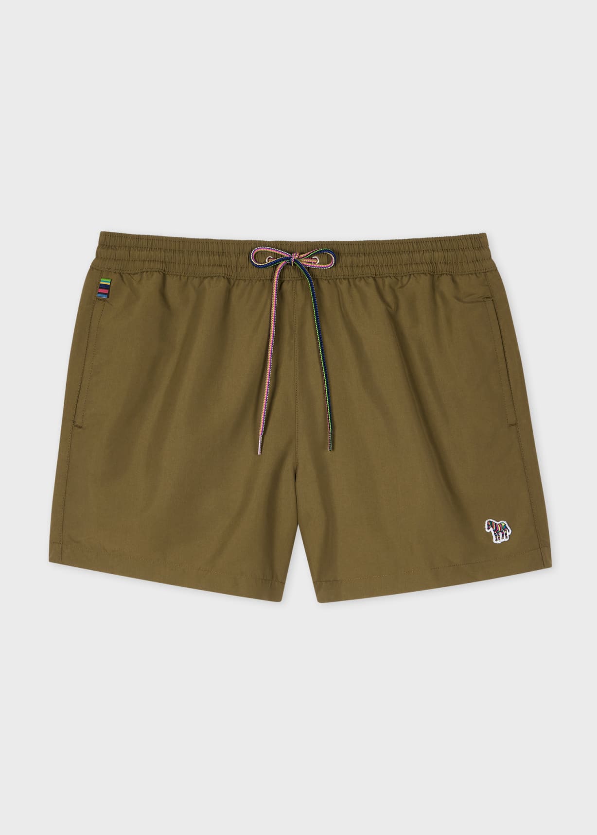 PAUL SMITH PS ZEBRA LOGO SWIM SHORTS KHAKI GREEN MEDIUM RRP £75