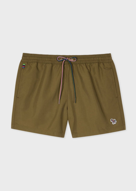 PAUL SMITH PS ZEBRA LOGO SWIM SHORTS KHAKI GREEN MEDIUM RRP £75