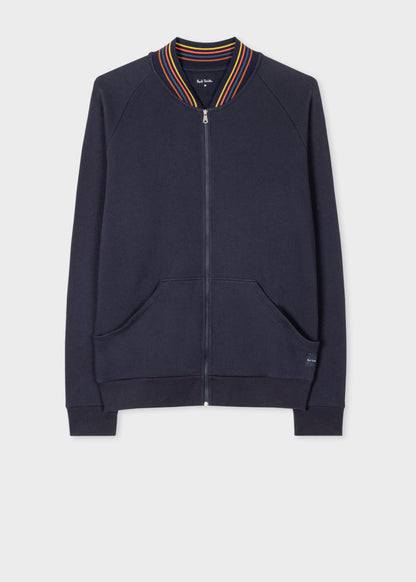 PAUL SMITH ARTIST STRIPE COTTON FULL ZIP BOMBER SWEATSHIRT NAVY 2XL RRP £155 NEW