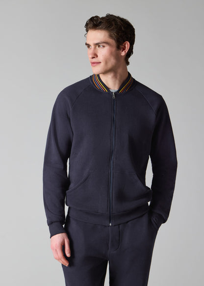 PAUL SMITH ARTIST STRIPE COTTON FULL ZIP BOMBER SWEATSHIRT NAVY 2XL RRP £155 NEW