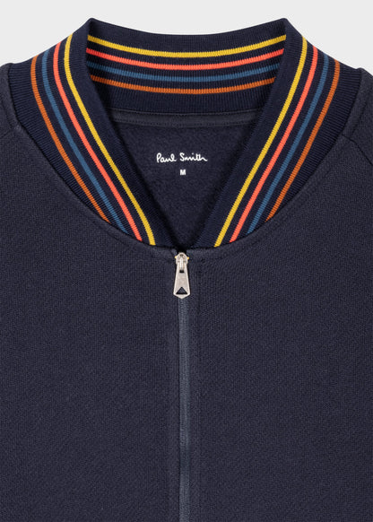 PAUL SMITH ARTIST STRIPE COTTON FULL ZIP BOMBER SWEATSHIRT NAVY 2XL RRP £155 NEW
