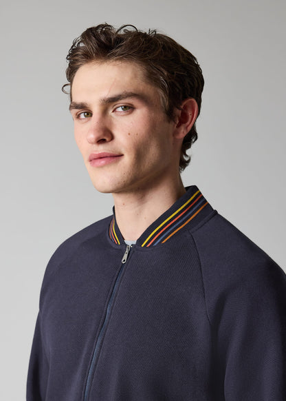 PAUL SMITH ARTIST STRIPE COTTON FULL ZIP BOMBER SWEATSHIRT NAVY 2XL RRP £155 NEW