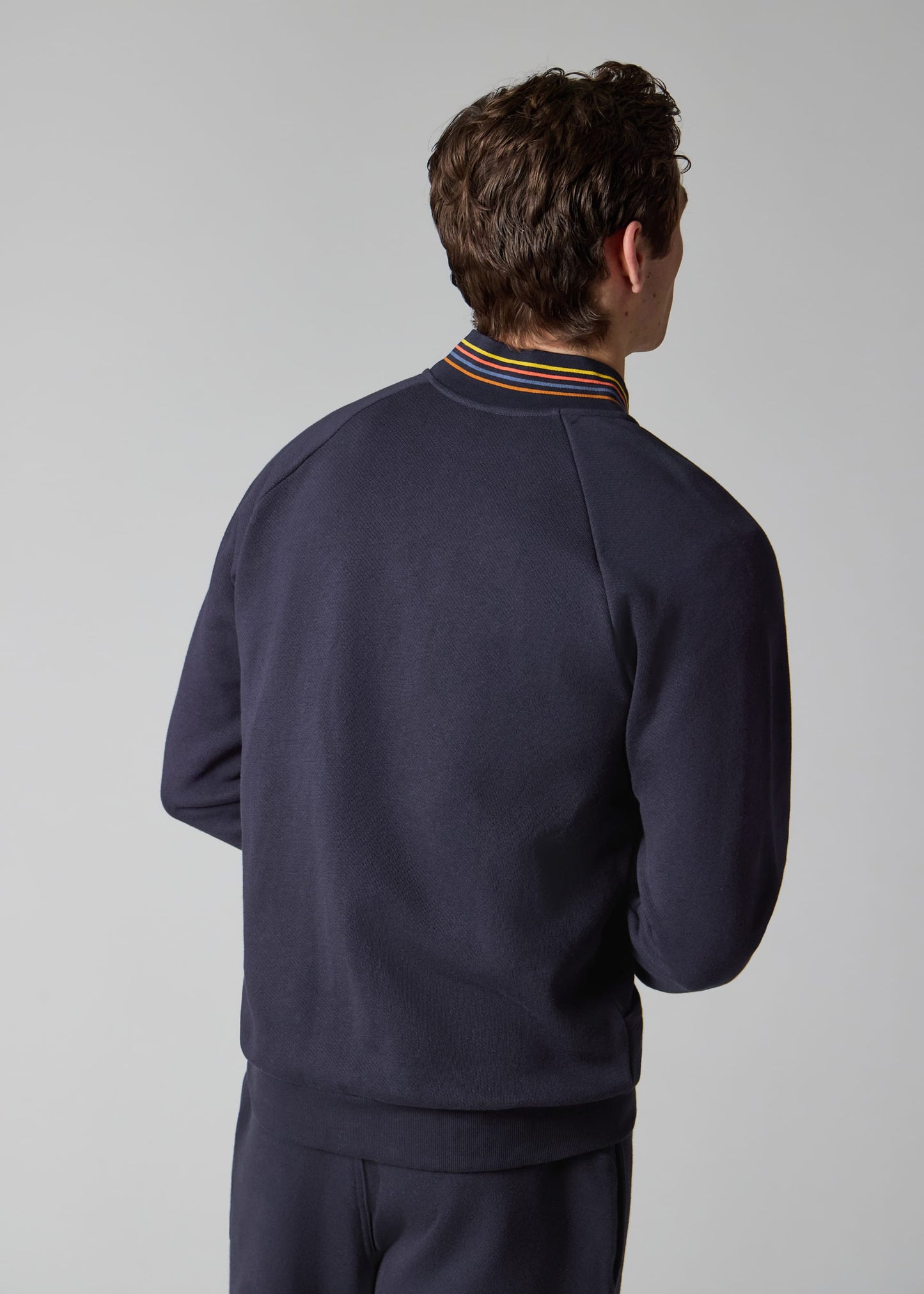PAUL SMITH ARTIST STRIPE COTTON FULL ZIP BOMBER SWEATSHIRT NAVY 2XL RRP £155 NEW