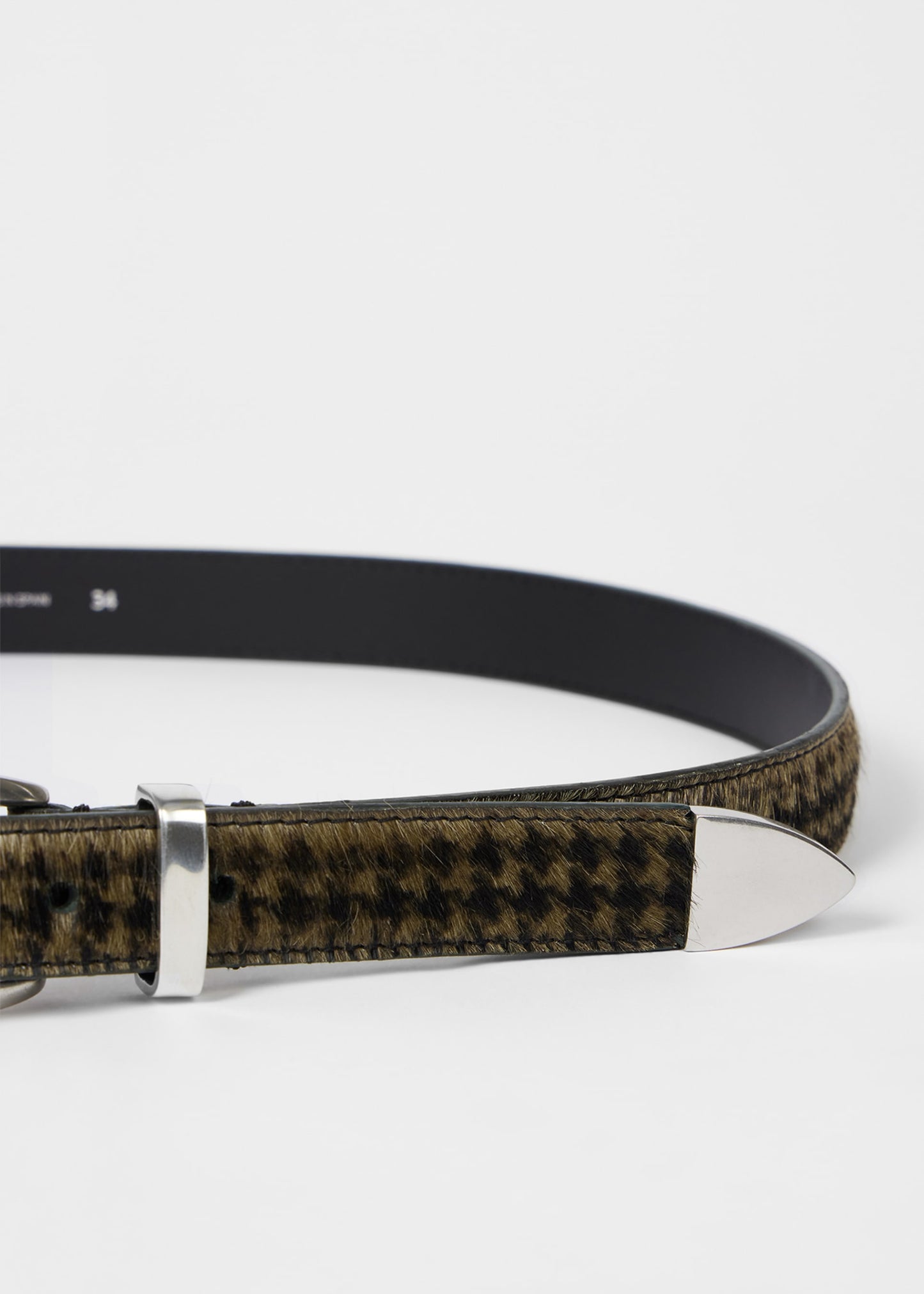 PAUL SMITH HOUNDSTOOTH PONY SKIN LEATHER BELT 40 WAIST GREEN/BLACK RRP £175 BNWT
