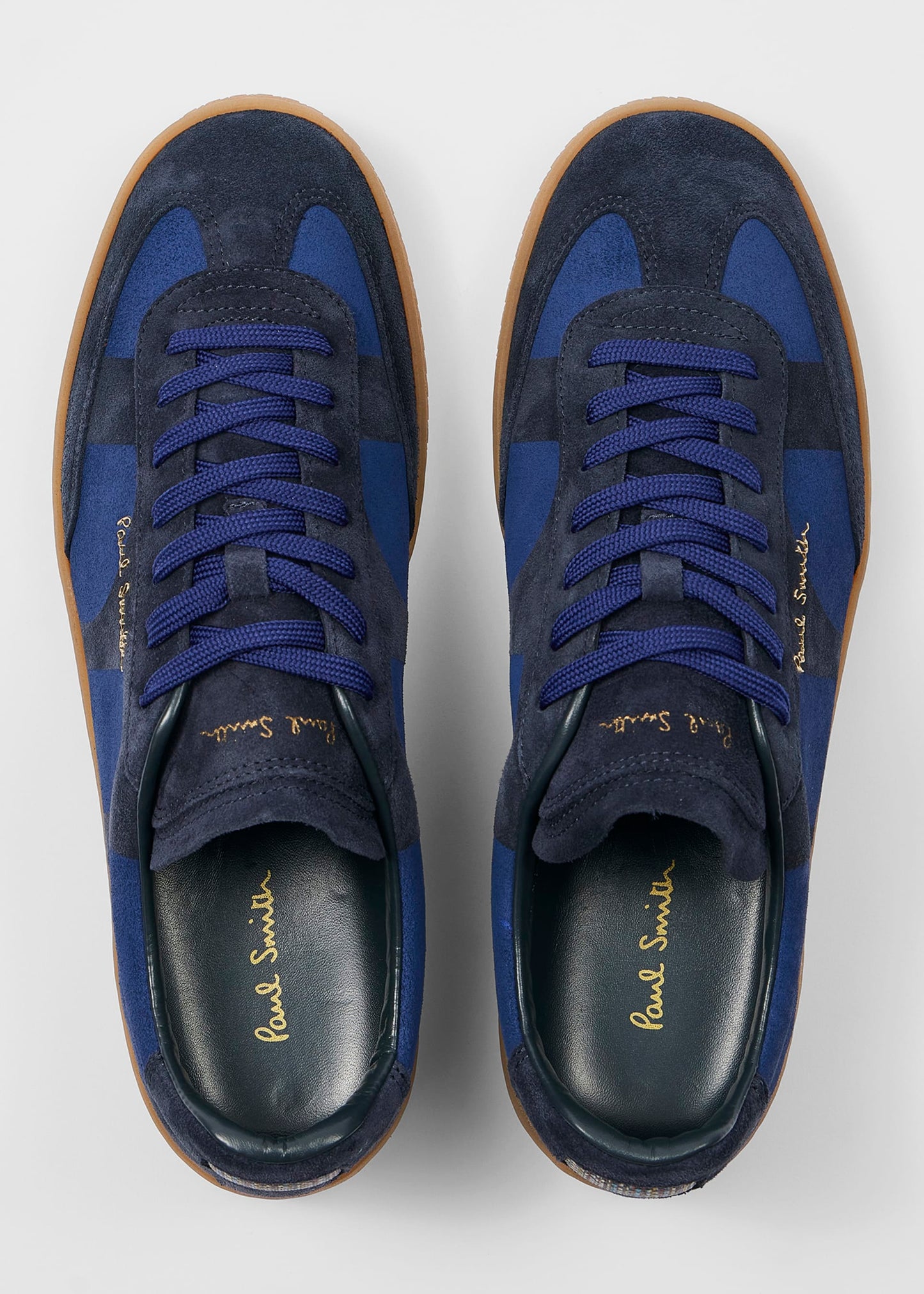 PAUL SMITH COMO PRINTED SUEDE LEATHER TRAINERS NAVY UK 10 RRP £350 BNIB