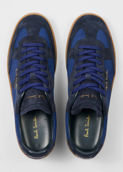 PAUL SMITH COMO PRINTED SUEDE LEATHER TRAINERS NAVY UK 10 RRP £350 BNIB