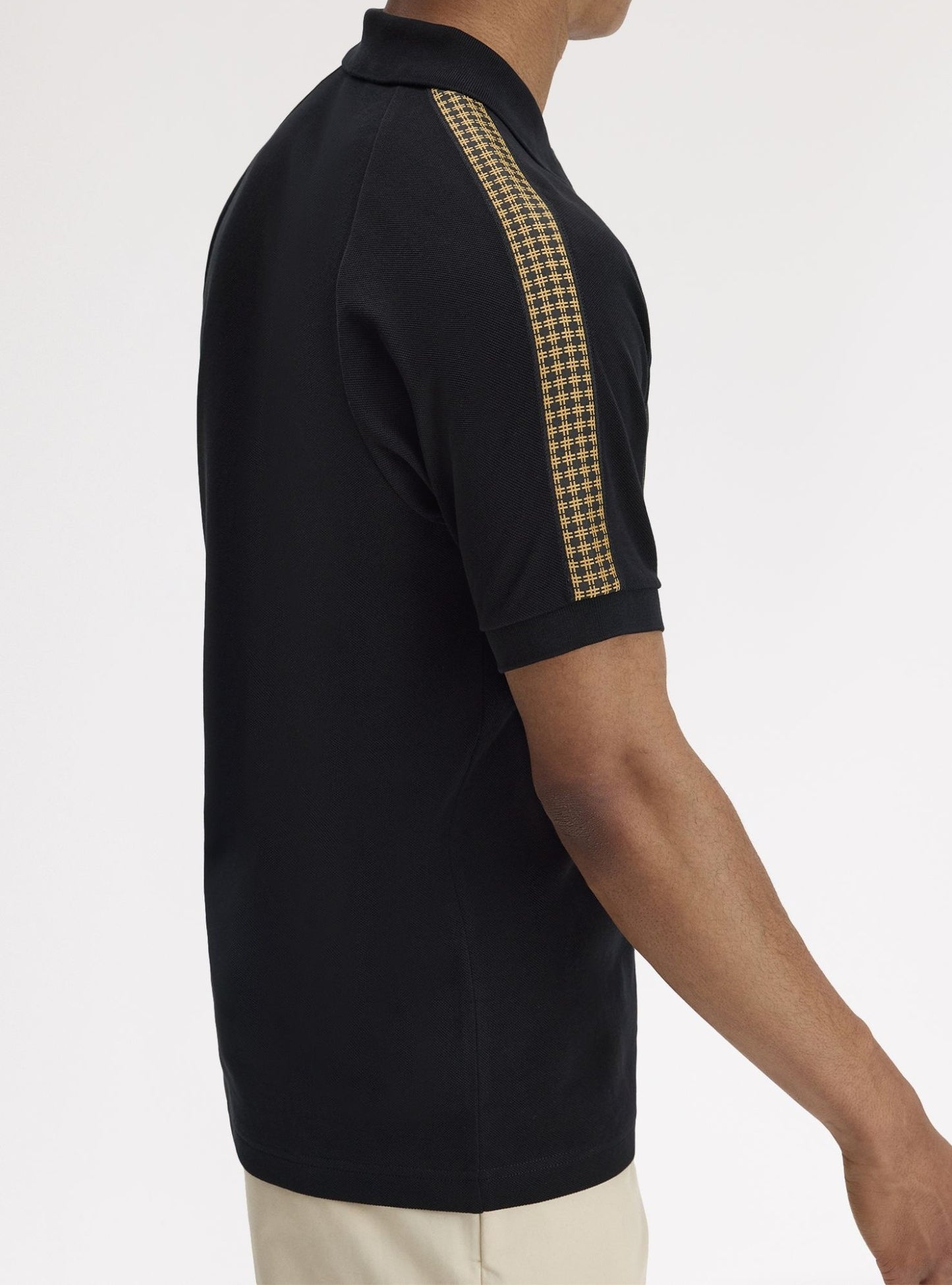 FRED PERRY CROSS TAPE PIQUE COTTON POLO SHIRT BLACK RRP £90 BNWT
