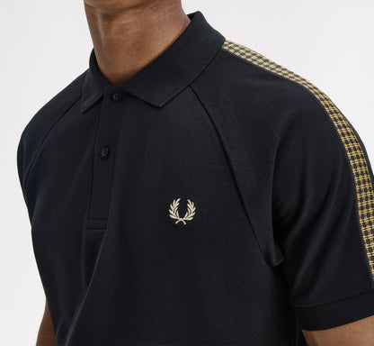 FRED PERRY CROSS TAPE PIQUE COTTON POLO SHIRT BLACK RRP £90 BNWT
