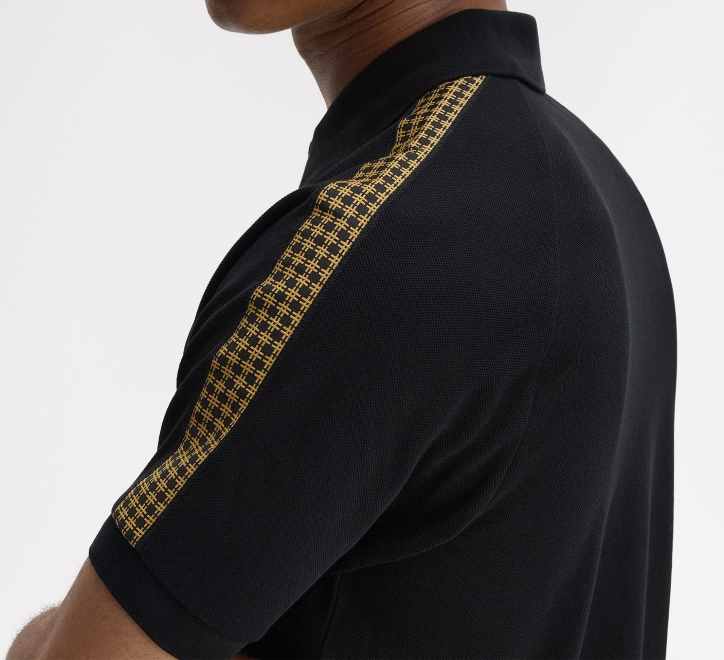 FRED PERRY CROSS TAPE PIQUE COTTON POLO SHIRT BLACK RRP £90 BNWT