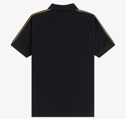 FRED PERRY CROSS TAPE PIQUE COTTON POLO SHIRT BLACK RRP £90 BNWT