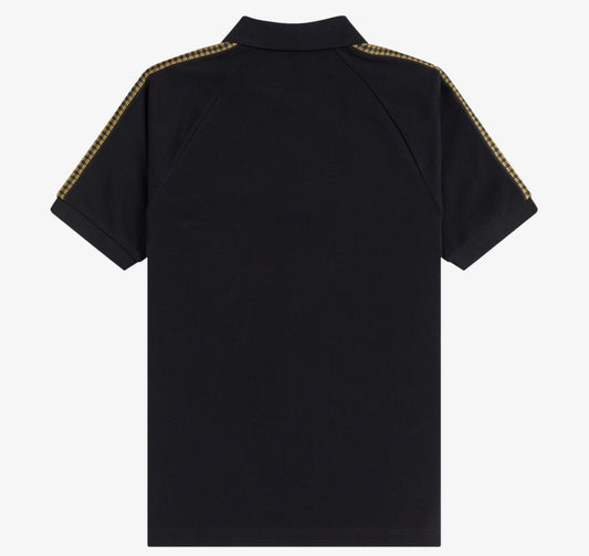 FRED PERRY CROSS TAPE PIQUE COTTON POLO SHIRT BLACK RRP £90 BNWT