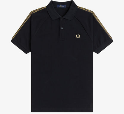 FRED PERRY CROSS TAPE PIQUE COTTON POLO SHIRT BLACK RRP £90 BNWT
