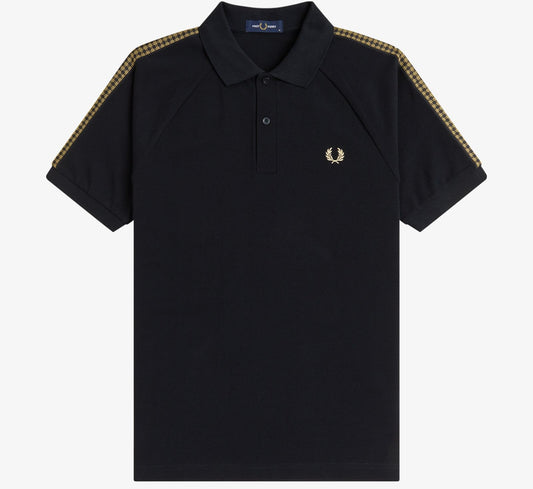 FRED PERRY CROSS TAPE PIQUE COTTON POLO SHIRT BLACK RRP £90 BNWT