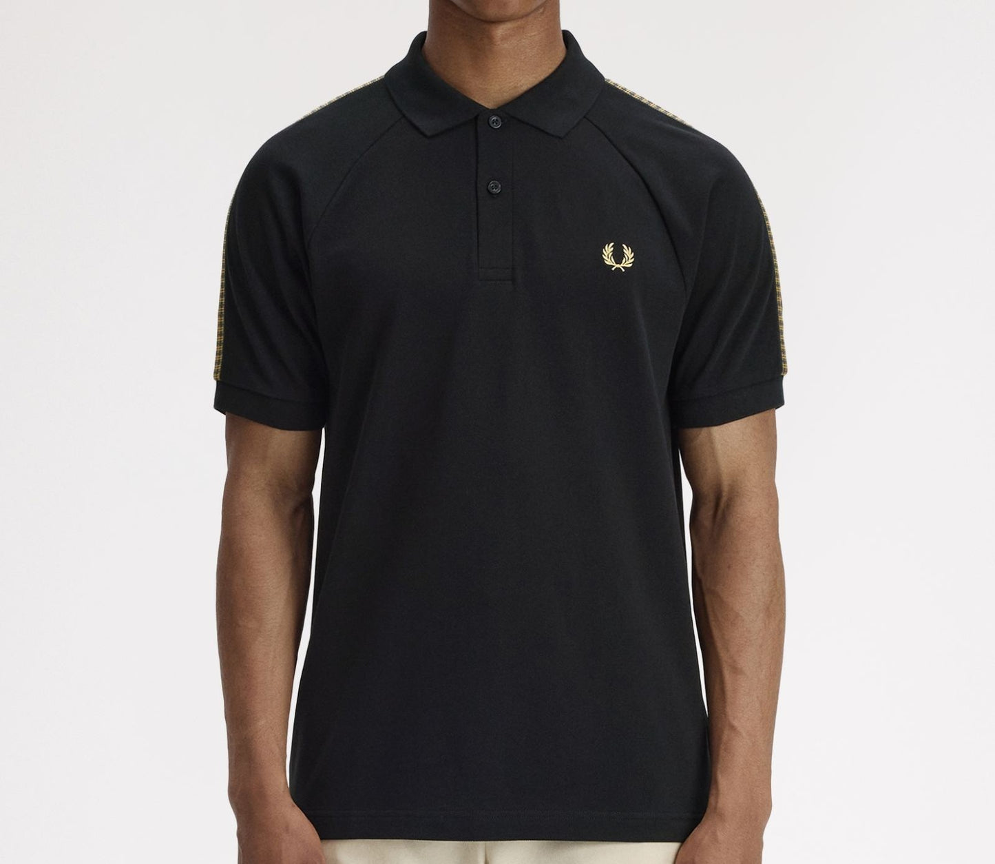 FRED PERRY CROSS TAPE PIQUE COTTON POLO SHIRT BLACK RRP £90 BNWT