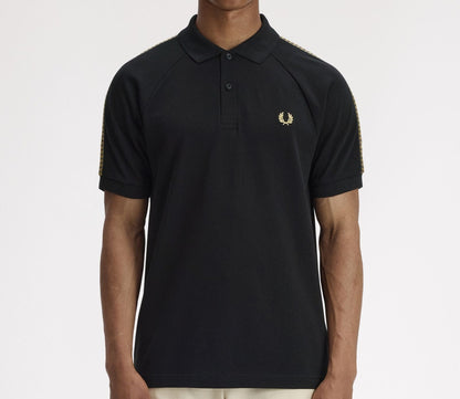 FRED PERRY CROSS TAPE PIQUE COTTON POLO SHIRT BLACK RRP £90 BNWT