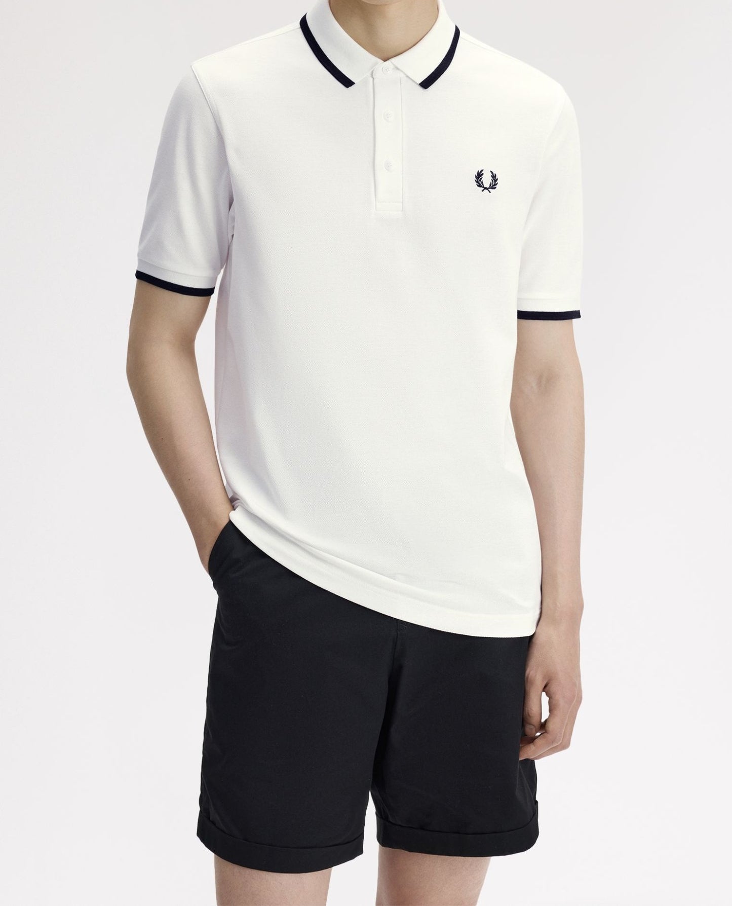 FRED PERRY COLLAR DETAIL TIPPED PIQUE POLO SHIRT SNOW WHITE 2XL RRP £80 BNWT