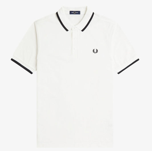 FRED PERRY COLLAR DETAIL TIPPED PIQUE POLO SHIRT SNOW WHITE 2XL RRP £80 BNWT