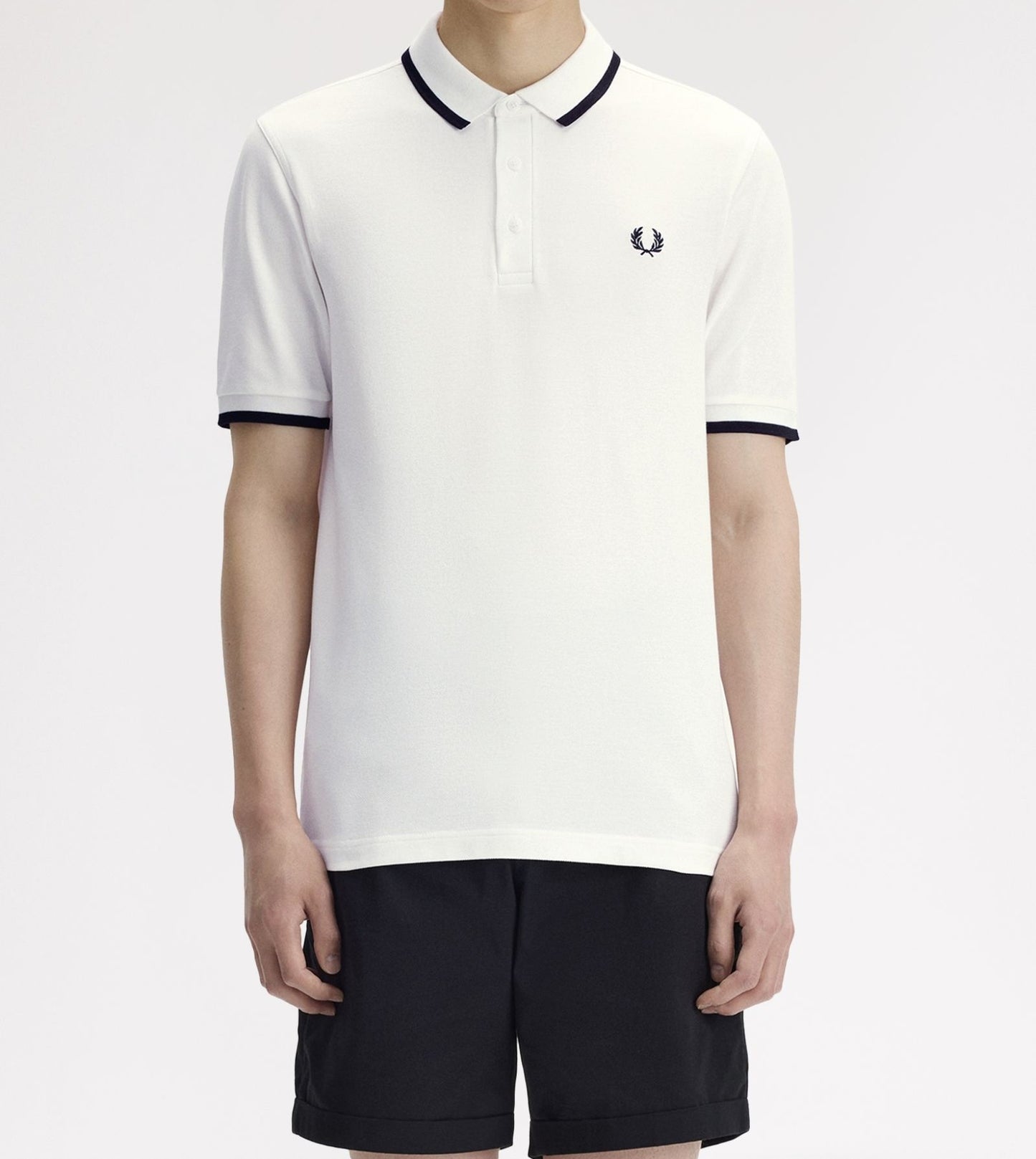 FRED PERRY COLLAR DETAIL TIPPED PIQUE POLO SHIRT SNOW WHITE 2XL RRP £80 BNWT