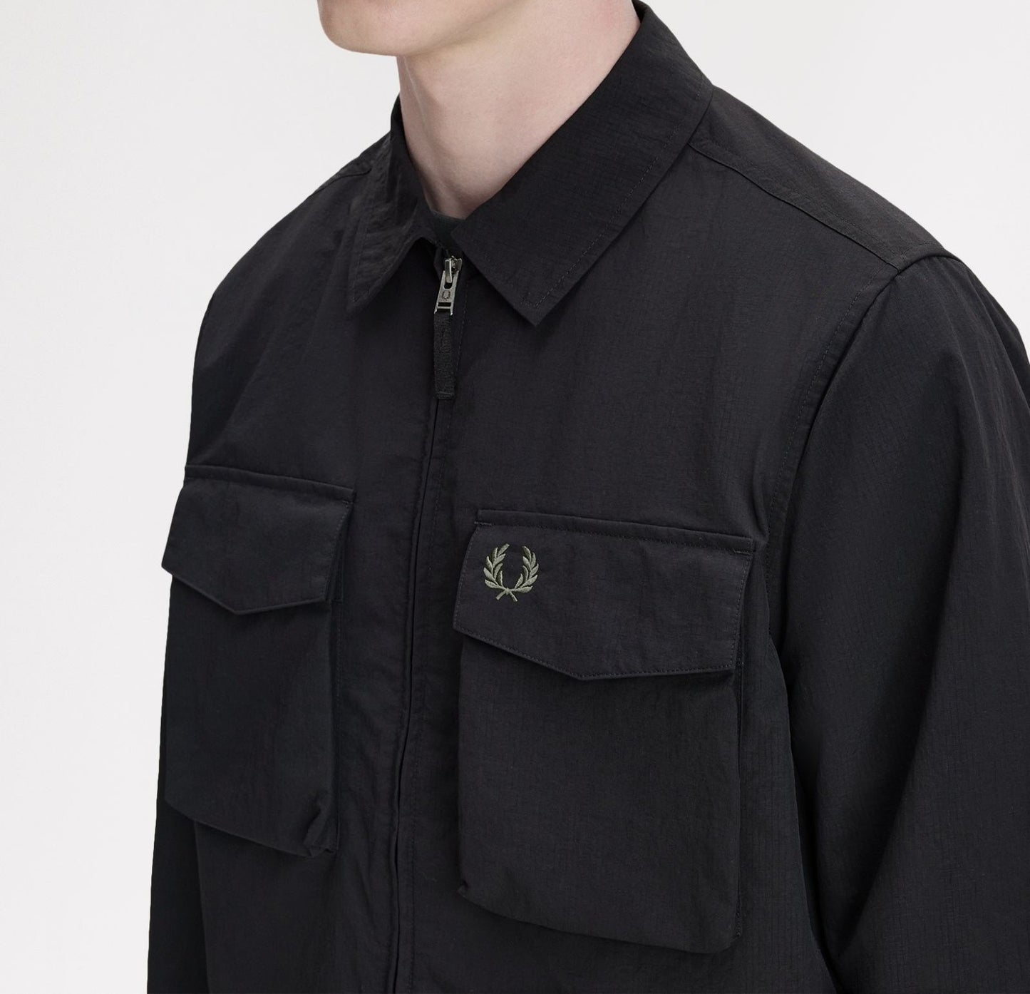 FRED PERRY RIPSTOP POCKET POLYAMIDE OVERSHIRT JACKET BLACK XL RRP £150 BNWT