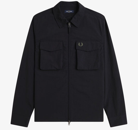FRED PERRY RIPSTOP POCKET POLYAMIDE OVERSHIRT JACKET BLACK XL RRP £150 BNWT