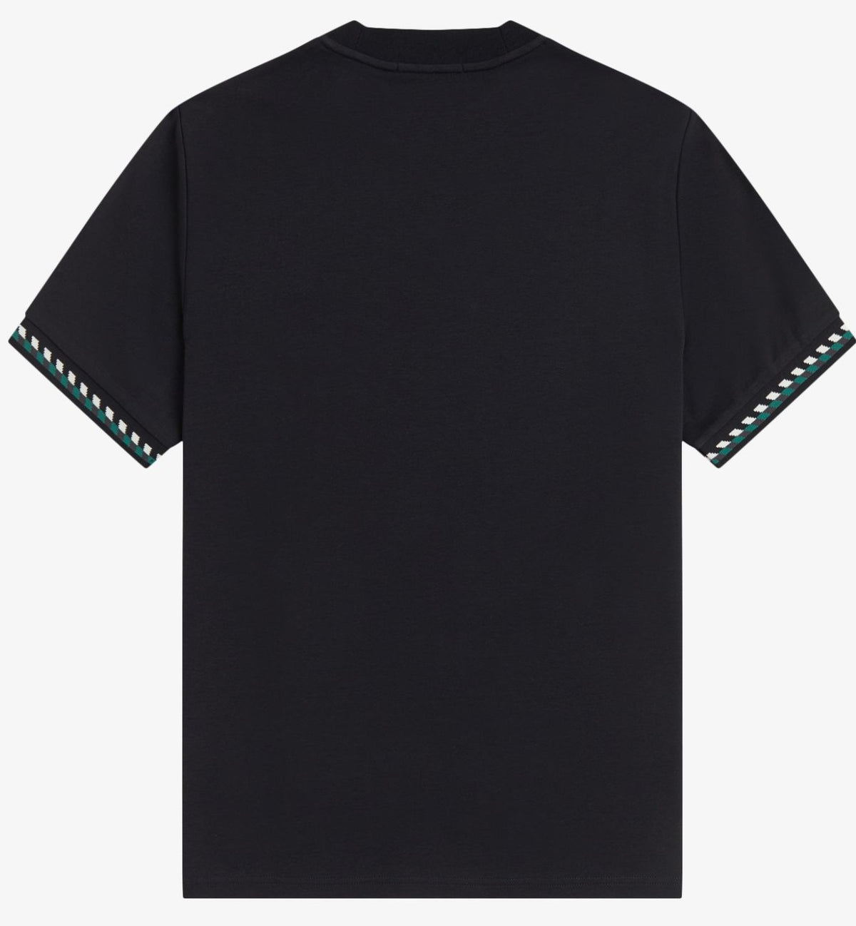 FRED PERRY JACQUARD CUFF COTTON T-SHIRT BLACK MEDIUM RRP £60 BNWT