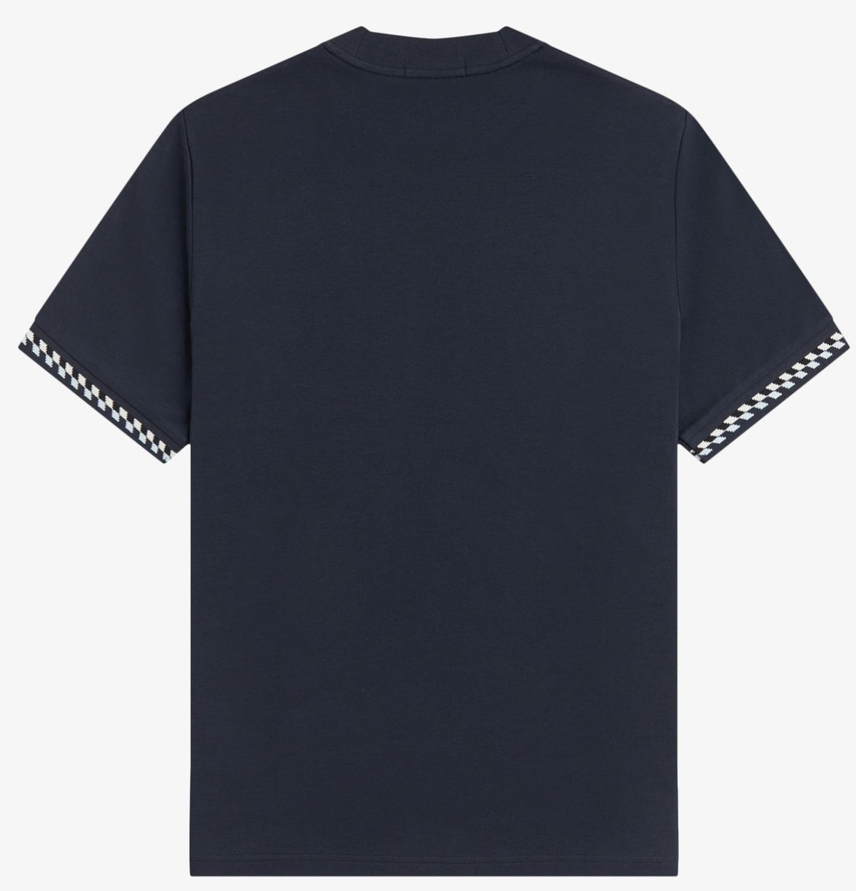 FRED PERRY JACQUARD CUFF COTTON T-SHIRT NAVY BLUE MEDIUM RRP £60 BNWT