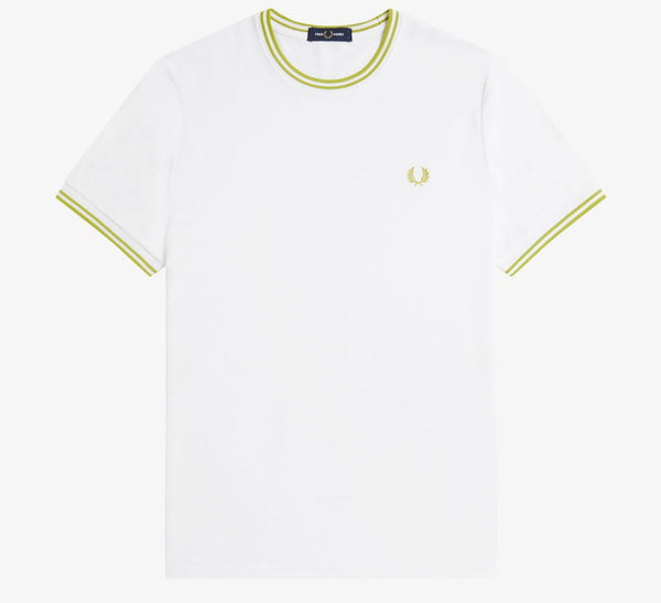 FRED PERRY TENNIS TIPPED T-SHIRT WHITE RRP £65 BRAND NEW WITH TAGS