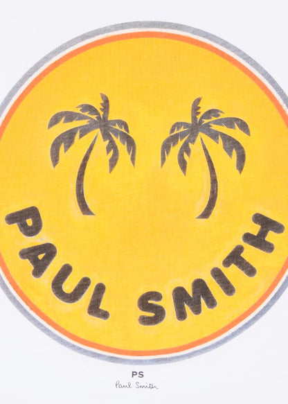 PAUL SMITH PS PALM TREES LARGE ROUND LOGO COTTON T-SHIRT WHITE XL RRP £75 BNWT