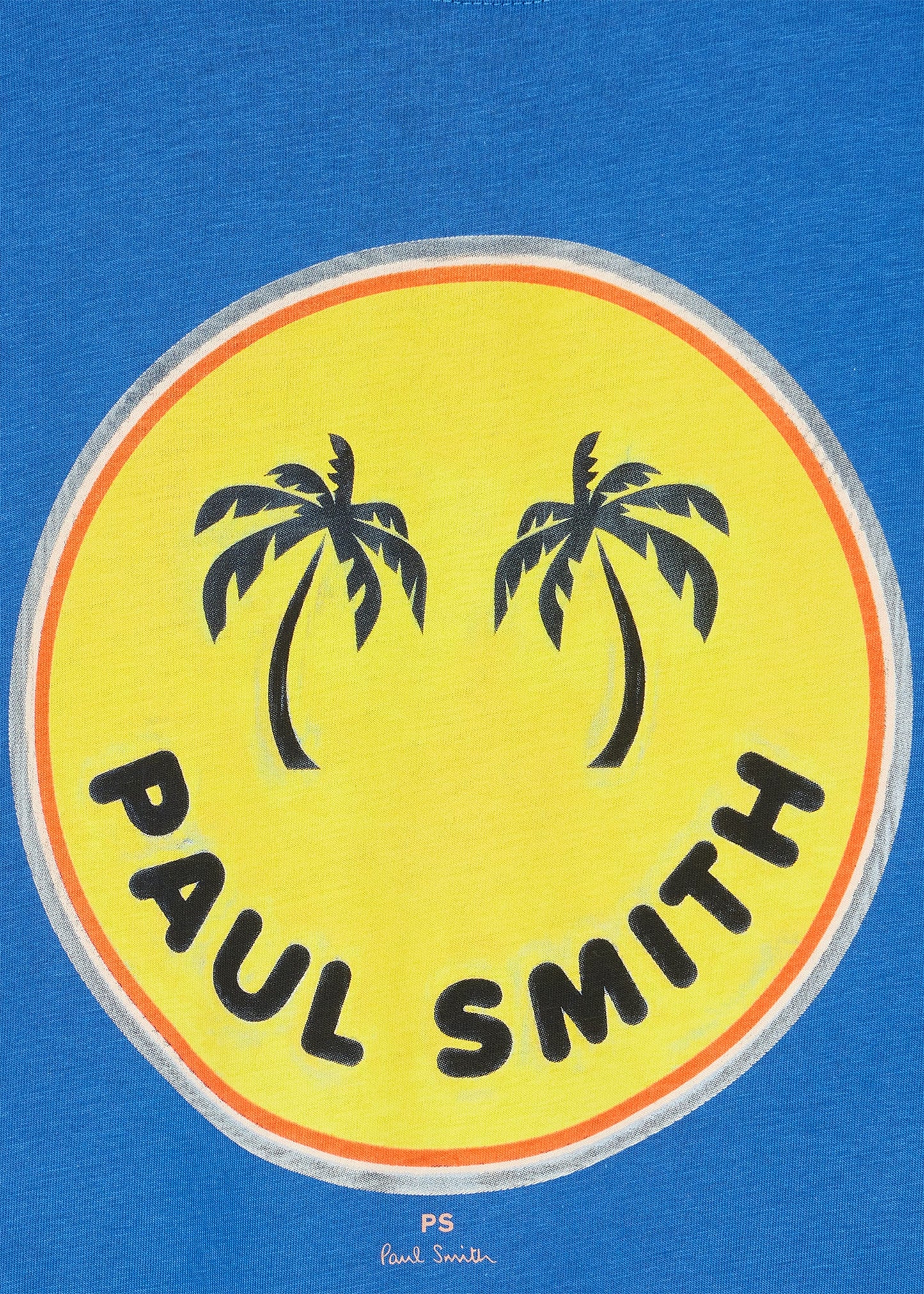 PAUL SMITH PS PALM TREES LARGE ROUND LOGO COTTON T-SHIRT BLUE XL RRP £75 BNWT