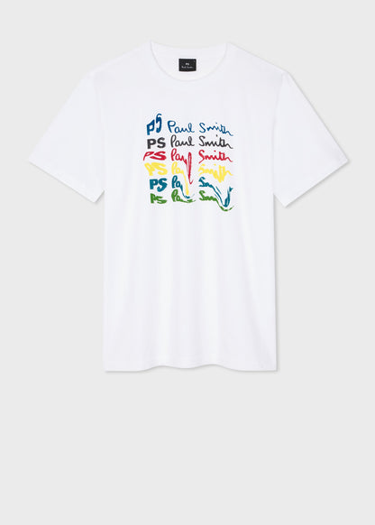 PAUL SMITH PS TWISTED LOGO COTTON T-SHIRT WHITE RRP £70 BNWT