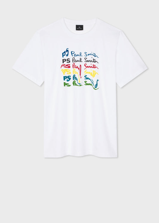 PAUL SMITH PS TWISTED LOGO COTTON T-SHIRT WHITE RRP £70 BNWT